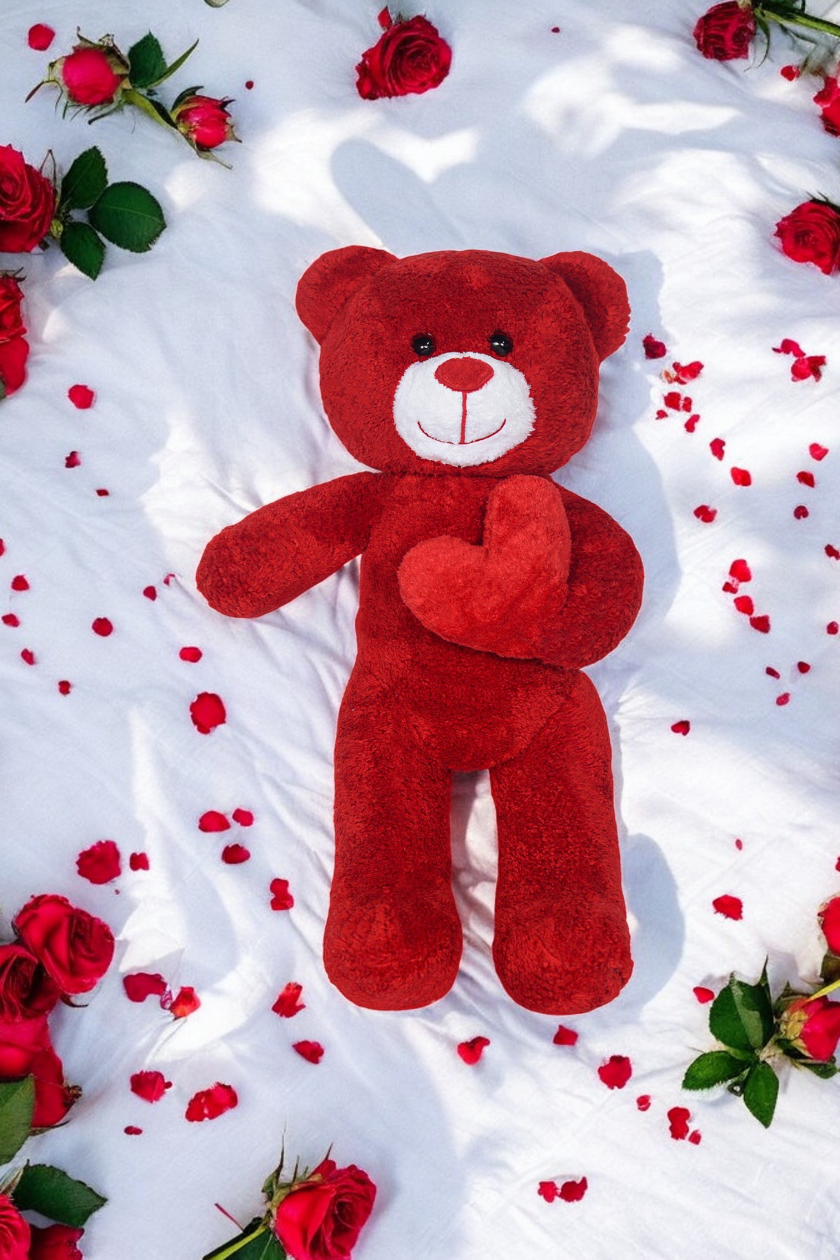 Kalpli Peluş Ayıcık - Sevgiliye Çok Özel Kalpli Hediye Peluş Ayıcık