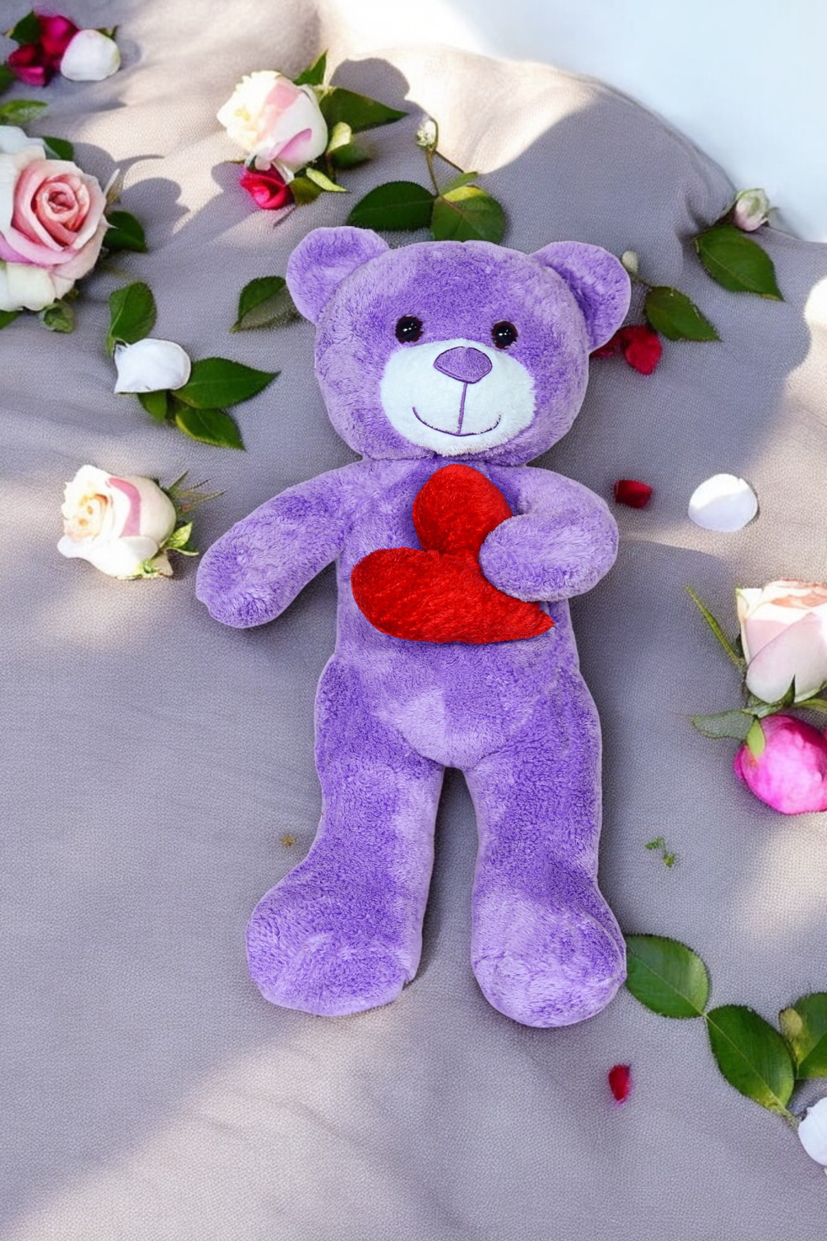 Kalpli Peluş Ayıcık - Sevgiliye Çok Özel Kalpli Hediye Peluş Ayıcık